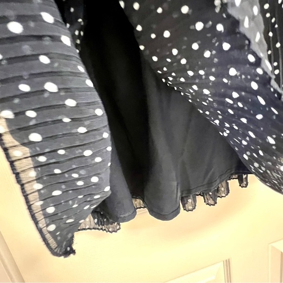 LOFT Dotted Pleated Midi Skirt Size XS Forever Navy Women's lined flowy chiffons - Picture 8 of 9